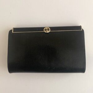 Gucci clutch - Vintage black lizard leather - AUTHENTIC
